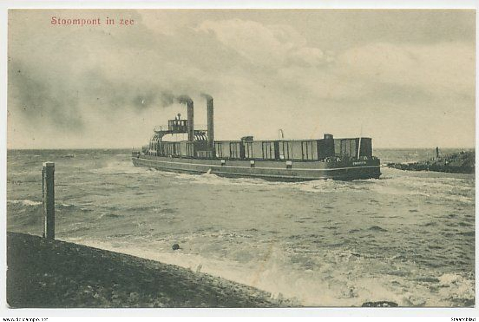 04- Prentbriefkaart Enkhuizen 1912 - Stoompont In Zee - Enkhuizen