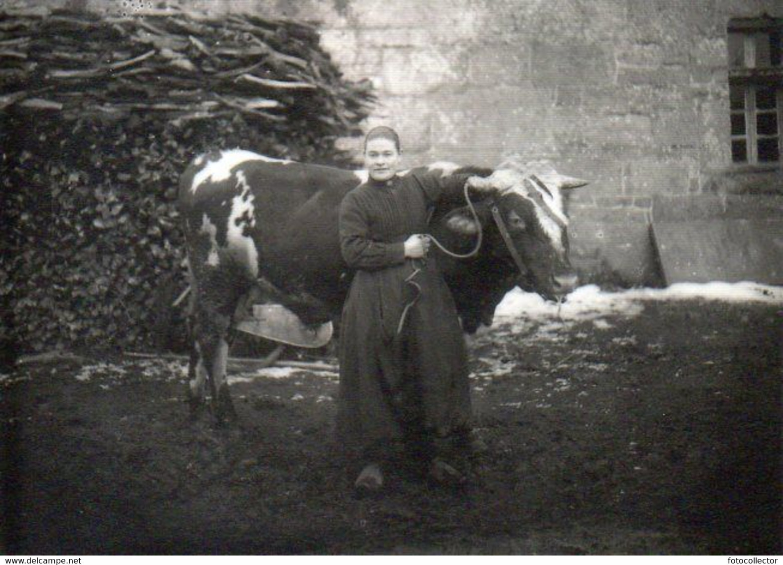 Soaz Jeune Paysanne Bretonne De Coat Roué En Plouaret Posant Avec Son Taureau Par Yvonne Kerdudo (22) - Personas