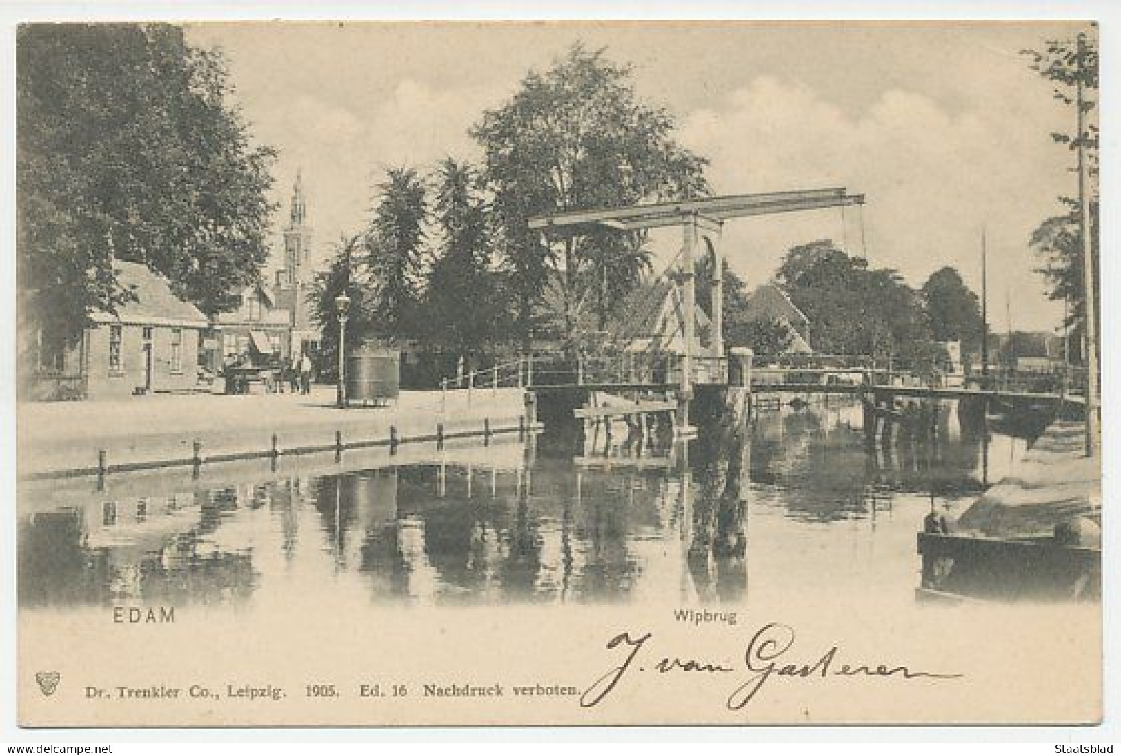 04- Prentbriefkaart Edam 1905 - Wipbrug - Edam