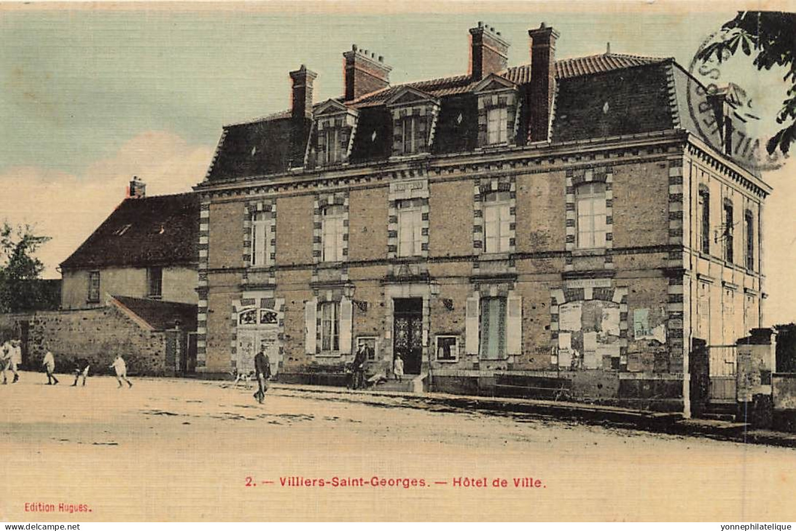77 - SEINE ET MARNE - VILLIERS-SAINT-GEORGES - Hôtel De Ville - Toilée, Colorisée - Animation - 10965 - Villiers Saint Georges