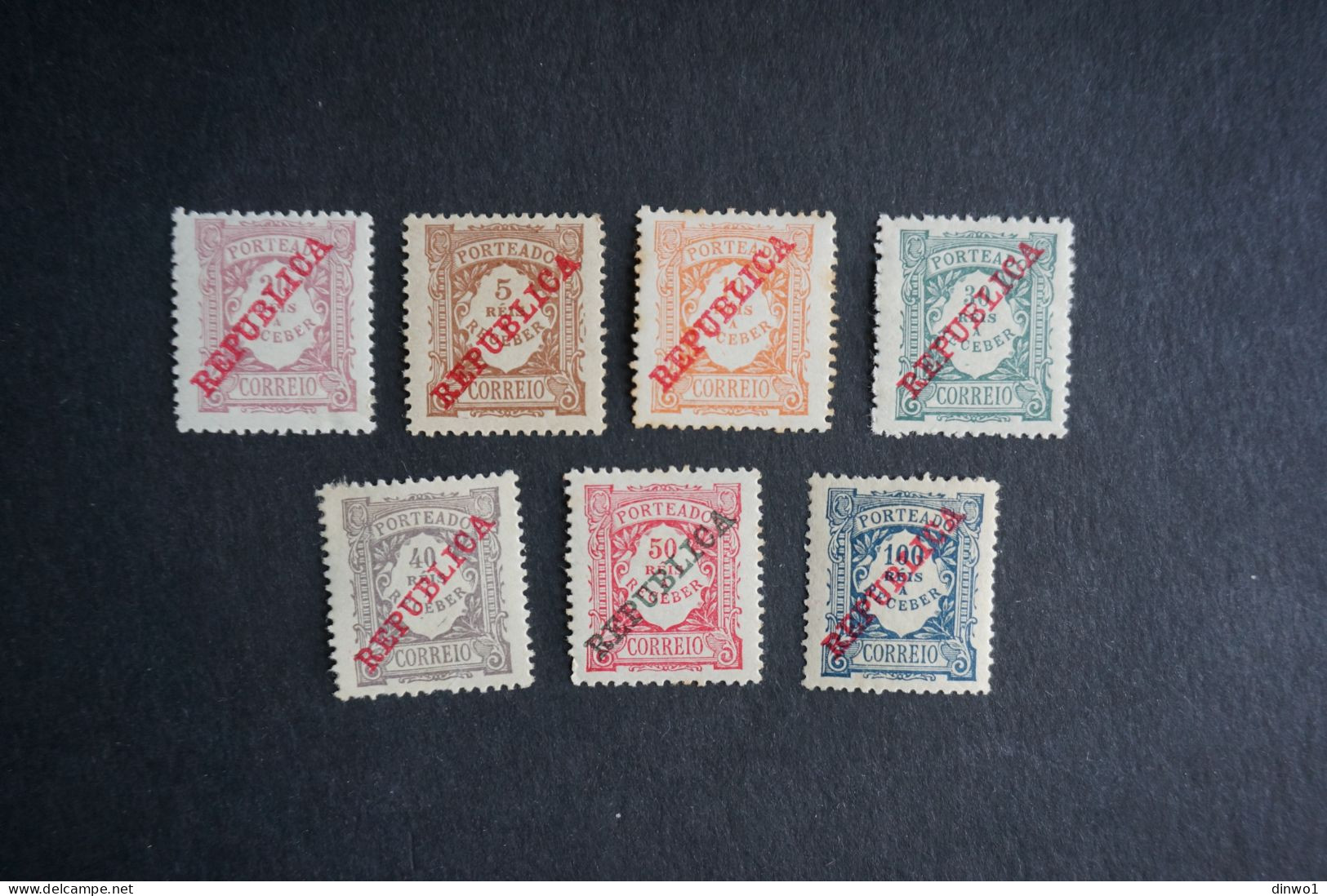 (T6) Portugal - 1911 Postage Due Complete Set - Af. P14 To 20 (MH) - Neufs