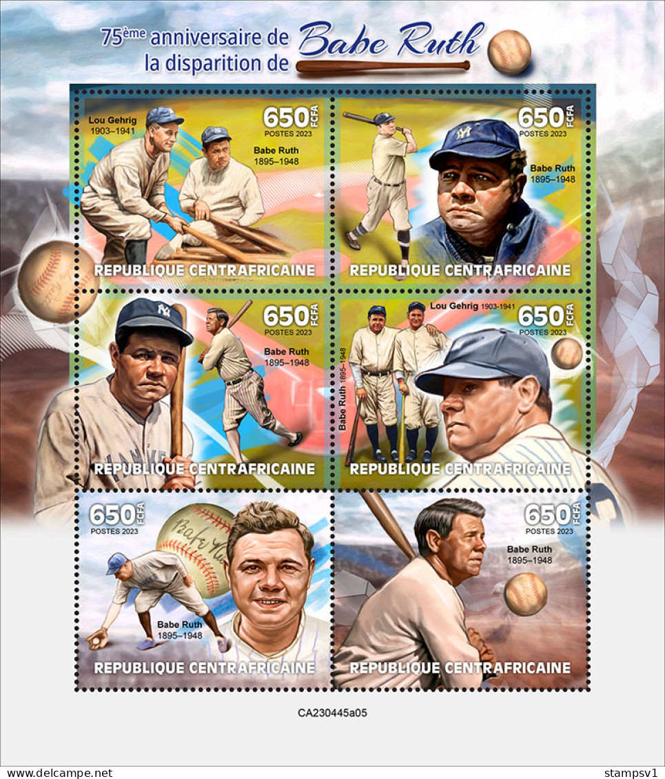 Central Africa  2023 Babe Ruth. (445a05) OFFICIAL ISSUE - Honkbal