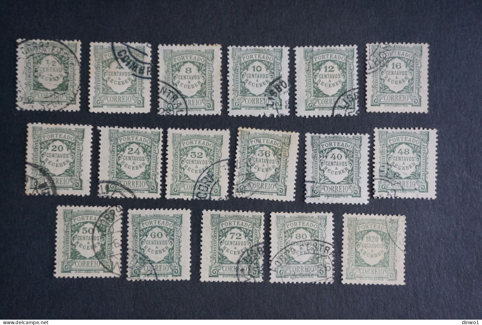 (T6) Portugal - 1922 Postage Due Complete Set - Af. P28 To 44 (Used) - Gebruikt