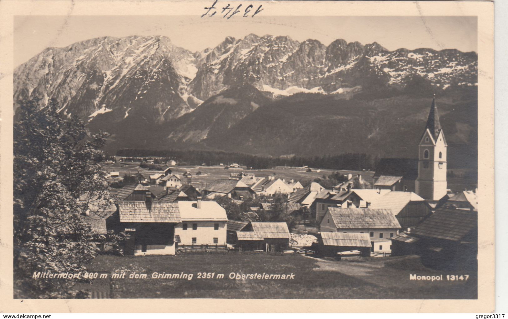 E1902) MITTERNDORF 800m Mit Dem Grimming - Obersteiermark - Kirche Häuser ALT!  Monopol AK 13147 - Bad Mitterndorf