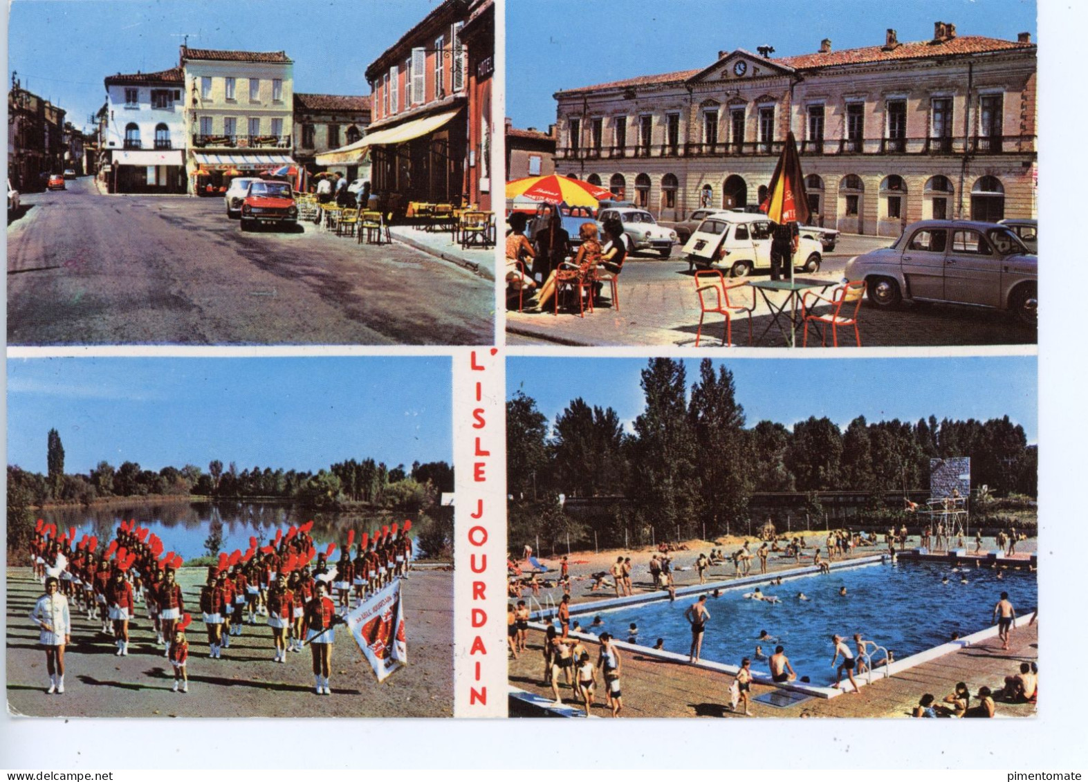 L'ISLE JOURDAIN L'AVENUE DE TOULOUSEL'HOTEL DE VILLE LES MAJORETTES LA PISCINE 1974 - Sonstige & Ohne Zuordnung