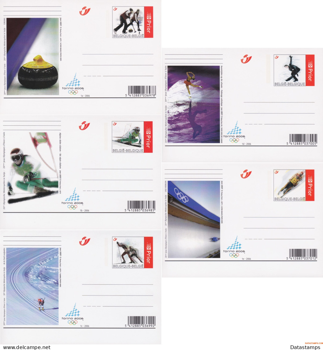 België 2006 - OBP:BK 144/148, Postcard - XX - Olympic Winter Games - Cartes Postales Illustrées (1971-2014) [BK]