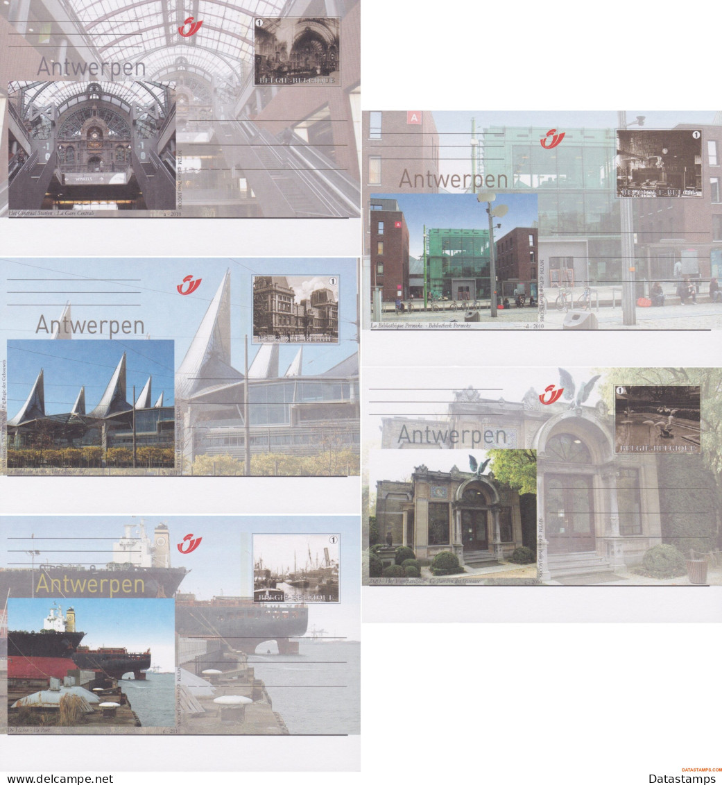 België 2010 - OBP:BK 196/200, Postcard - XX - Then And Now - Illustrated Postcards (1971-2014) [BK]