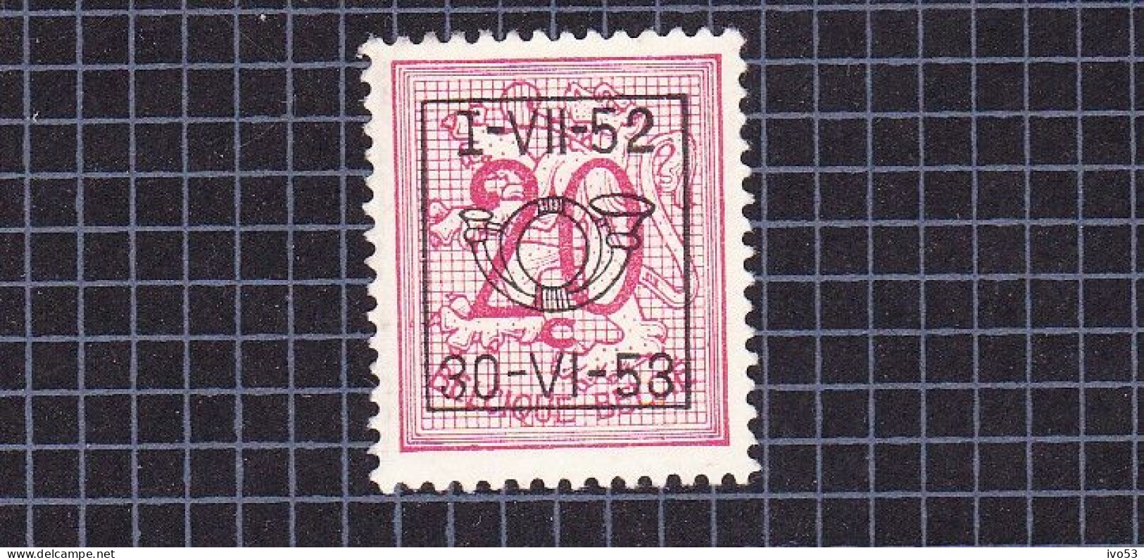 1961 Nr PRE627(*) Zonder Gom.Heraldieke Leeuw:20c.Opdruk I-VII-52  / 30-VI-53. - Typografisch 1929-37 (Heraldieke Leeuw)