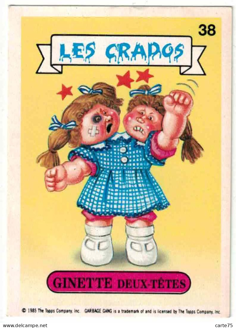 Carte Les Crados, N° 38, Ginette Deux Têtes, Garbage Pail Kids - Altri & Non Classificati