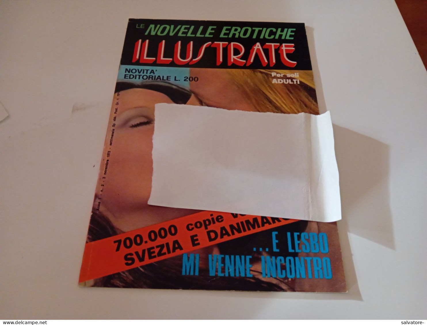 RIVISTA SEX- LE NOVELLE EROTICHE ILLUSTRATE- ANNO 1- NUMERO 2- 3 NOVEMBRE 1972 - Health & Beauty