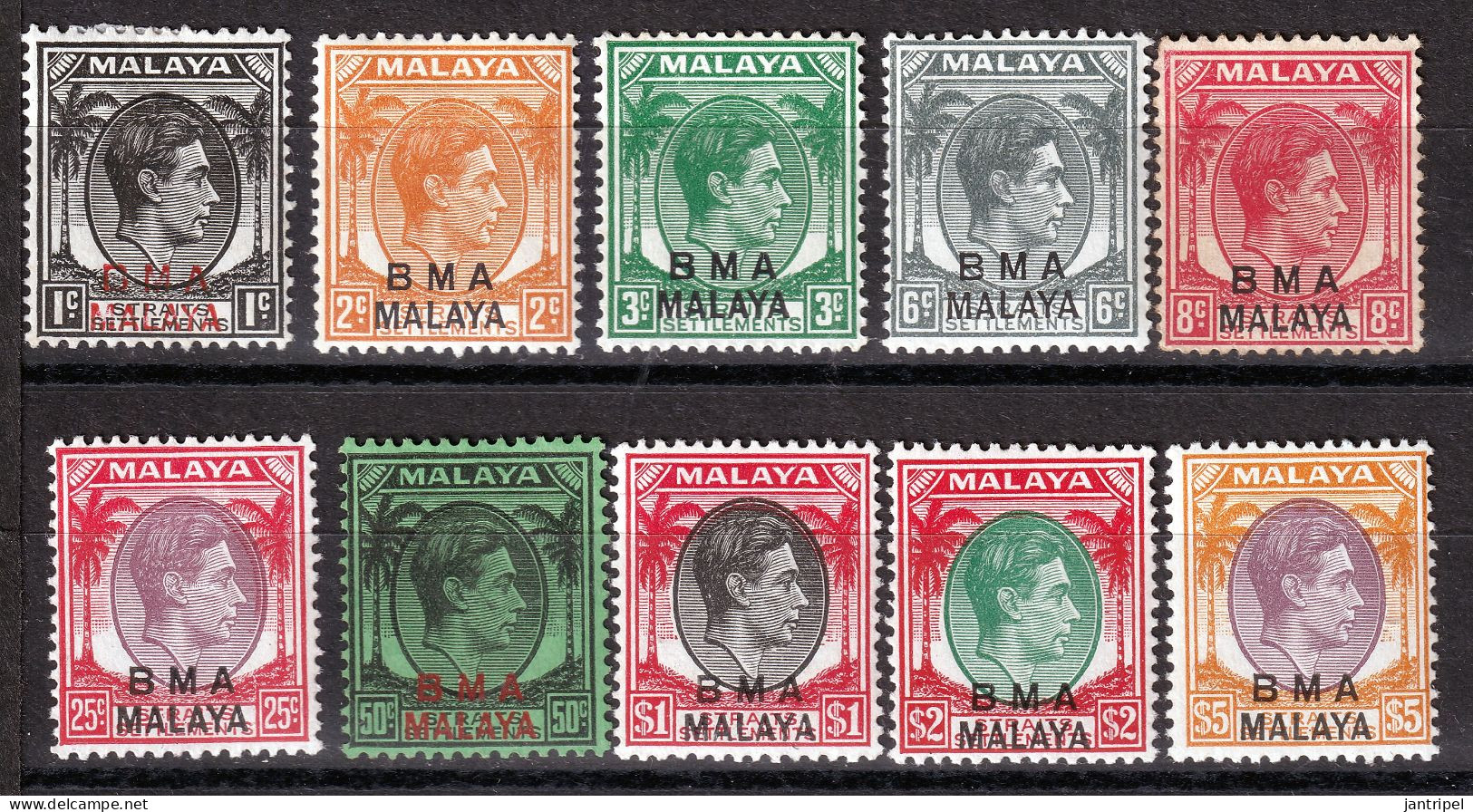 B.M.A.MALEISIE KGVI  PART SET MH - Malaya (British Military Administration)