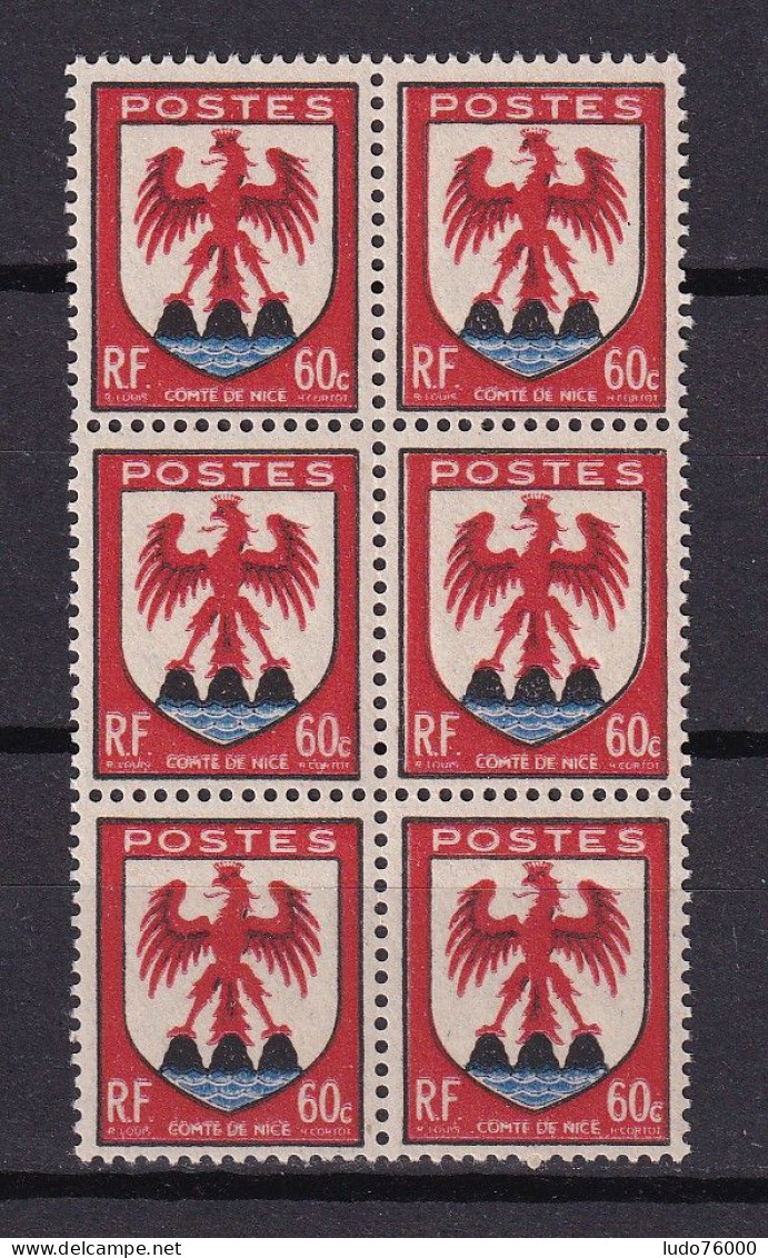 D 749 / N° 758 VARIETE VAGUE DOUBLE BLOC DE 6 NEUF** - Unused Stamps