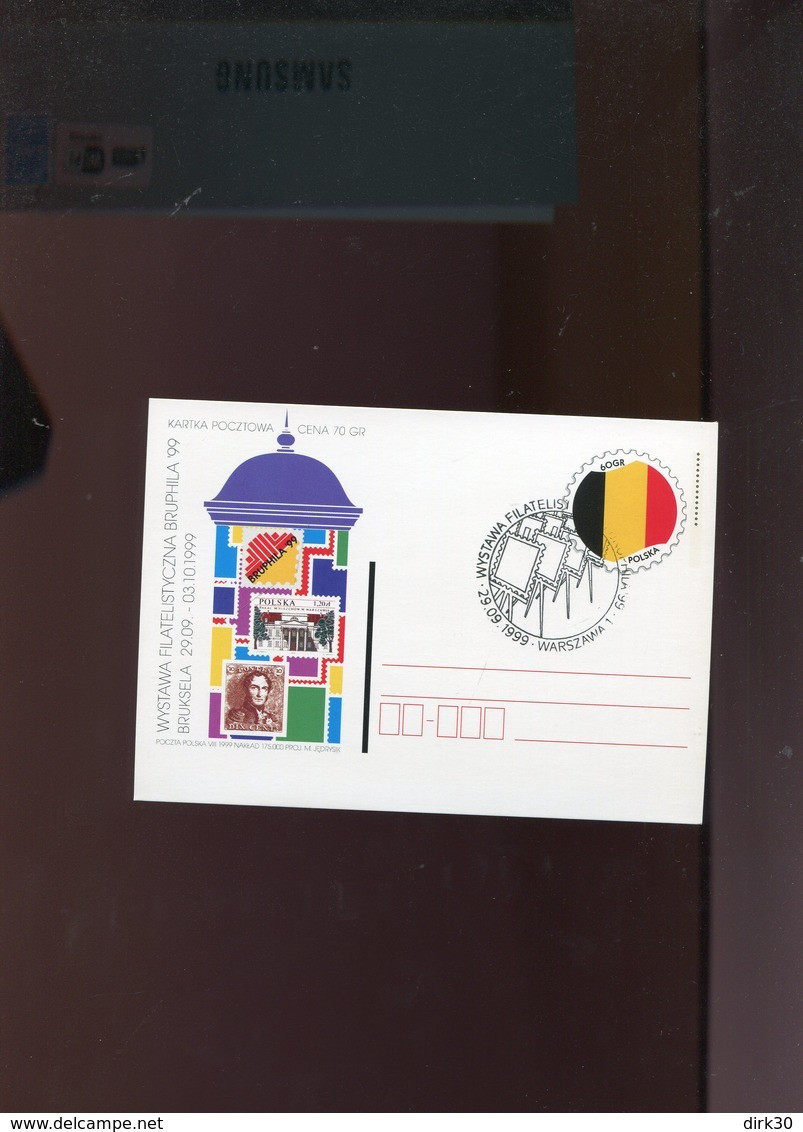 Belgie 1999 2817/18 Postcard Pavillion Epaulet + 2782 Joint Issue POLAND Bruphila 1999 Herdenkingskaart - Erinnerungskarten – Gemeinschaftsausgaben [HK]