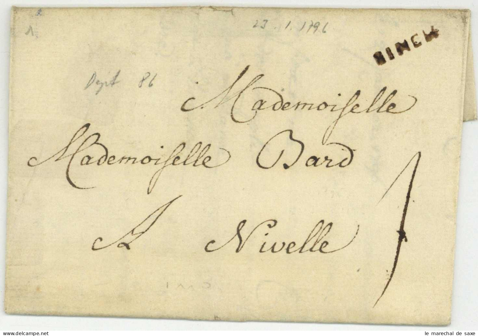 BINCH Binche Pour Nivelles 1796 Gobart D'Herchies - 1792-1815: Départements Conquis