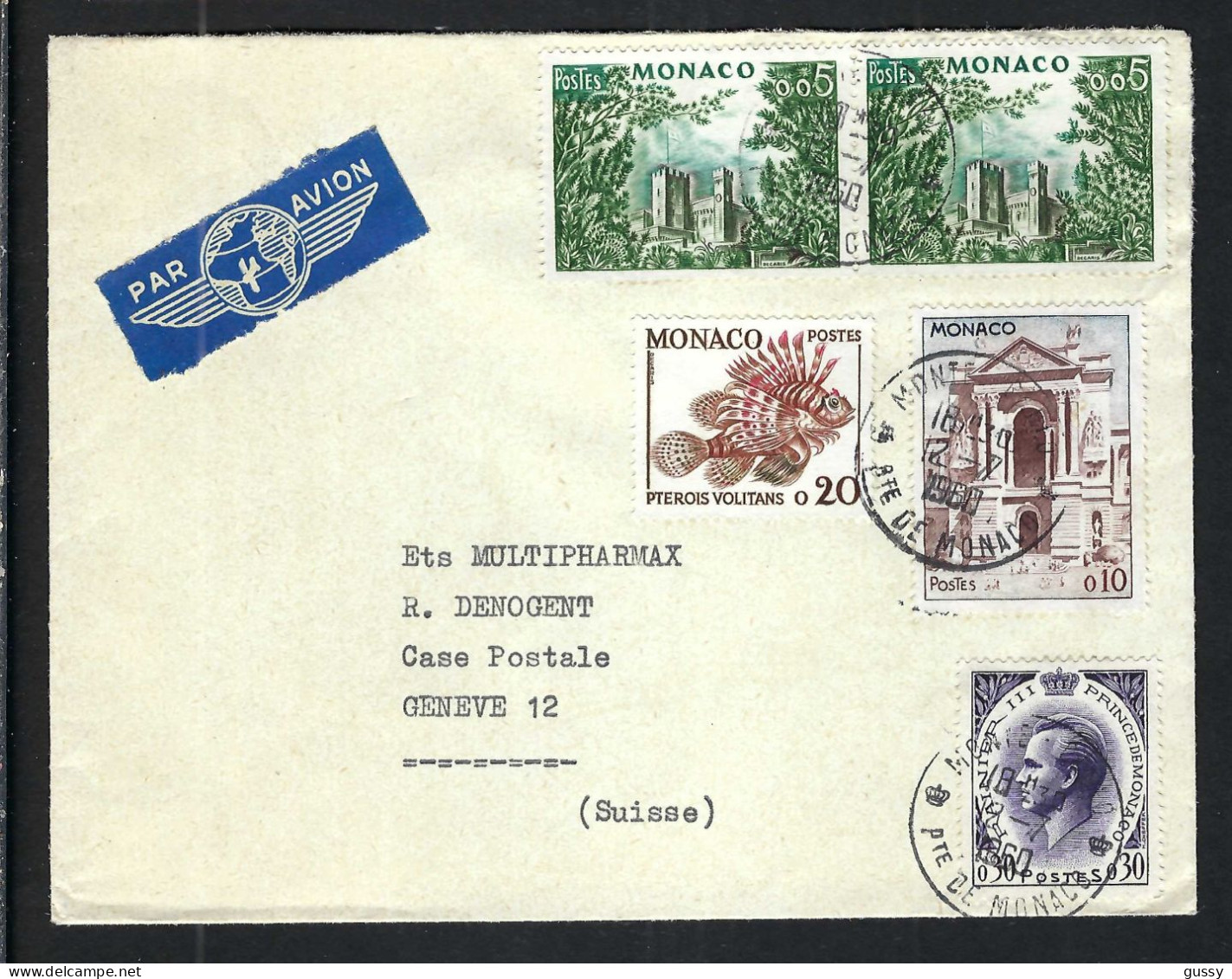 MONACO 1960: LSC De Monte Carlo Pour Genève (Suisse) - Storia Postale