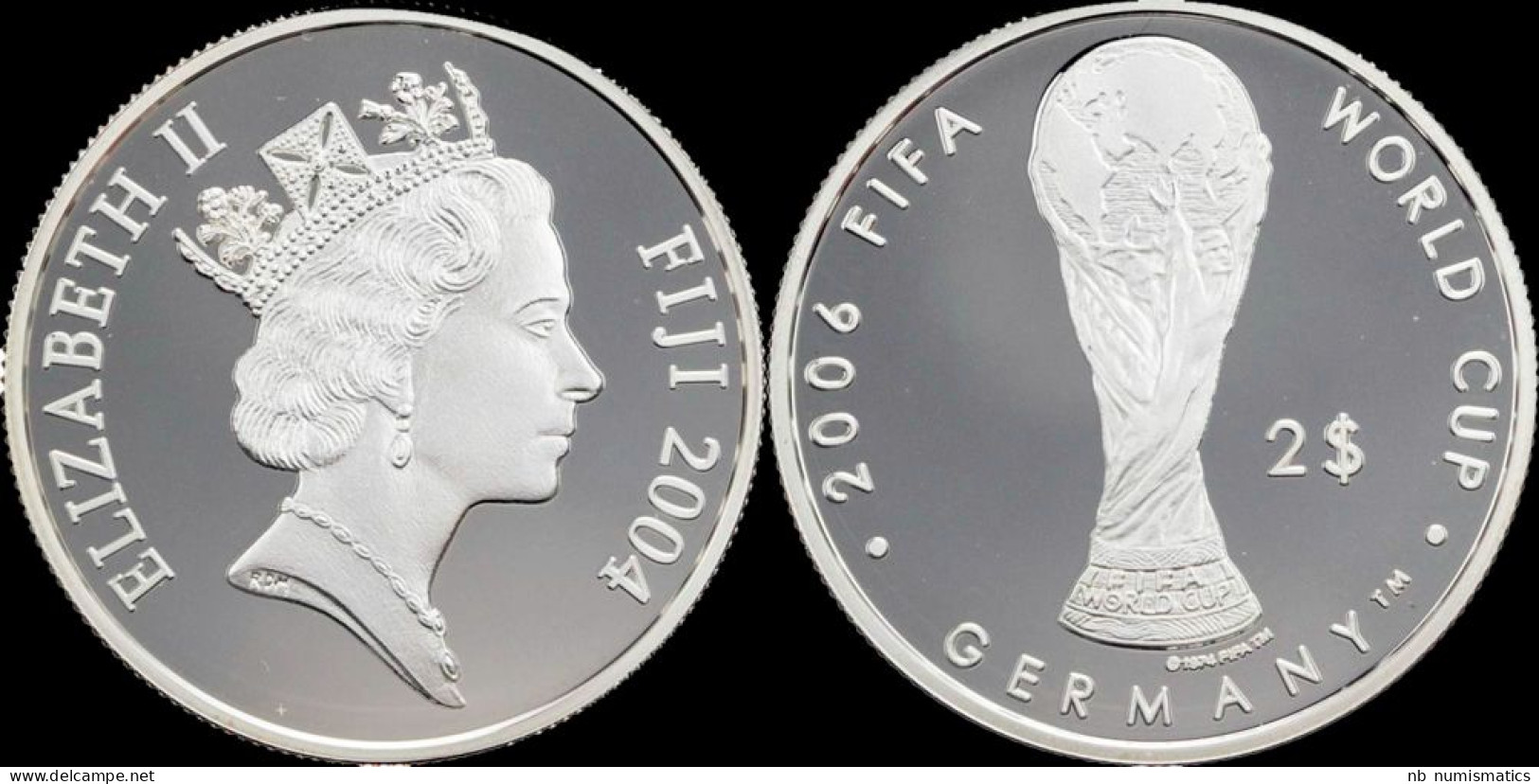 Fiji Islands 2 Dollar 2004 World Cup Football 2006 In Germany Proof In Plastic Capsule - Fidji
