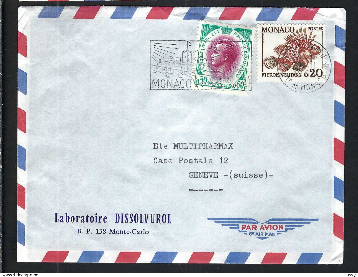 MONACO 1963: LSC De Monte Carlo Pour Genève (Suisse) - Cartas & Documentos