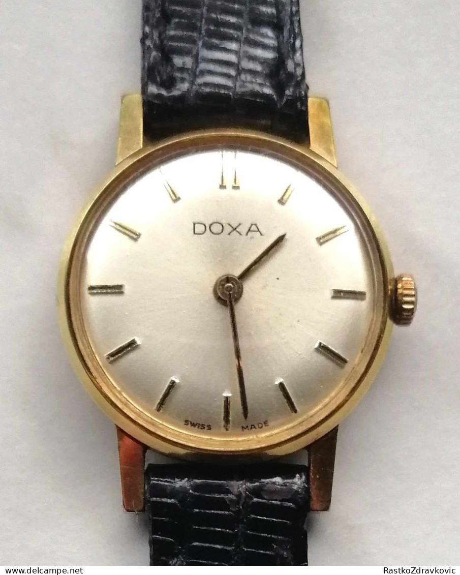 DOXA+SWISS+WOMENS-WRIST-HAND-WINDING-WATCH+VINTAGE+GOLDPLATED - Horloge: Antiek