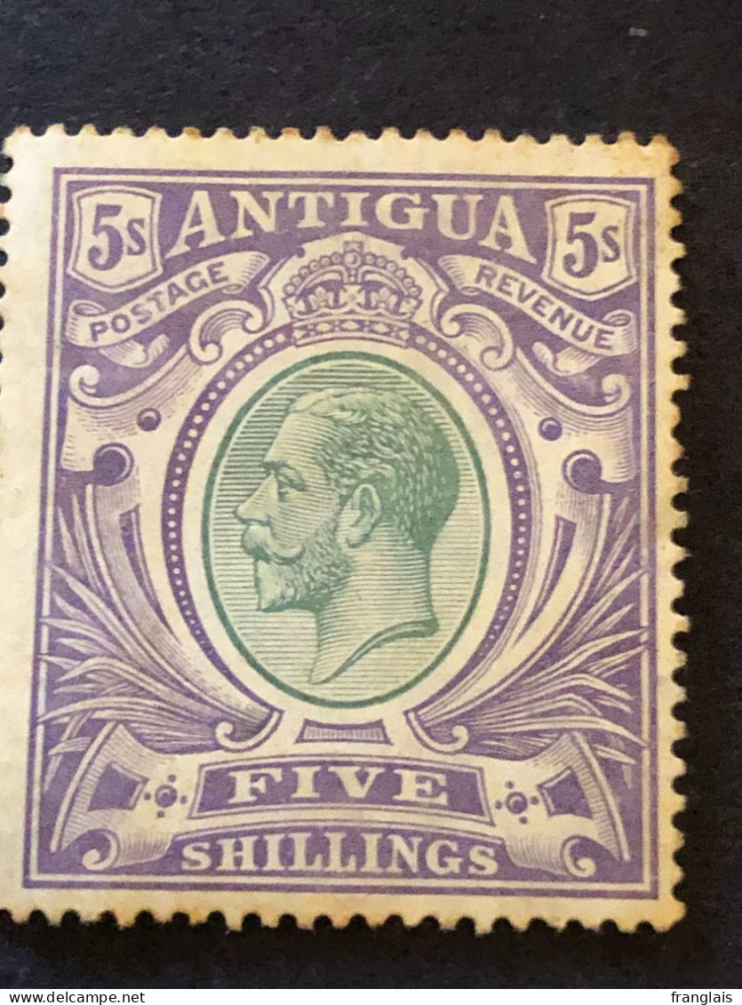 ANTIGUA 1913 5s Grey-green And Violet MH* Toning On Gum SG 51 - 1858-1960 Colonie Britannique