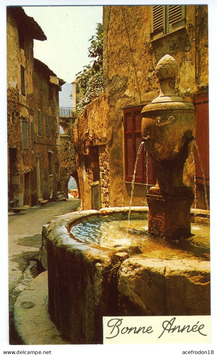 83 - Bargemon - Carte Bonne Année - Fontaine Dans Le Village De Bargemon, Provence - Bargemon