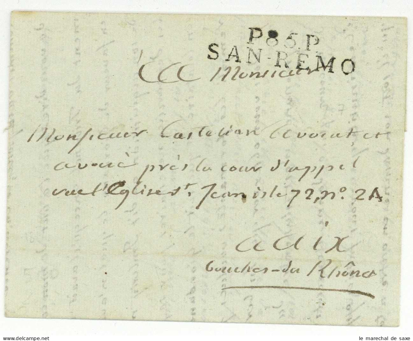 P.85.P. SAN REMO Pour Aix En Provence 1810 - 1792-1815 : Departamentos Conquistados