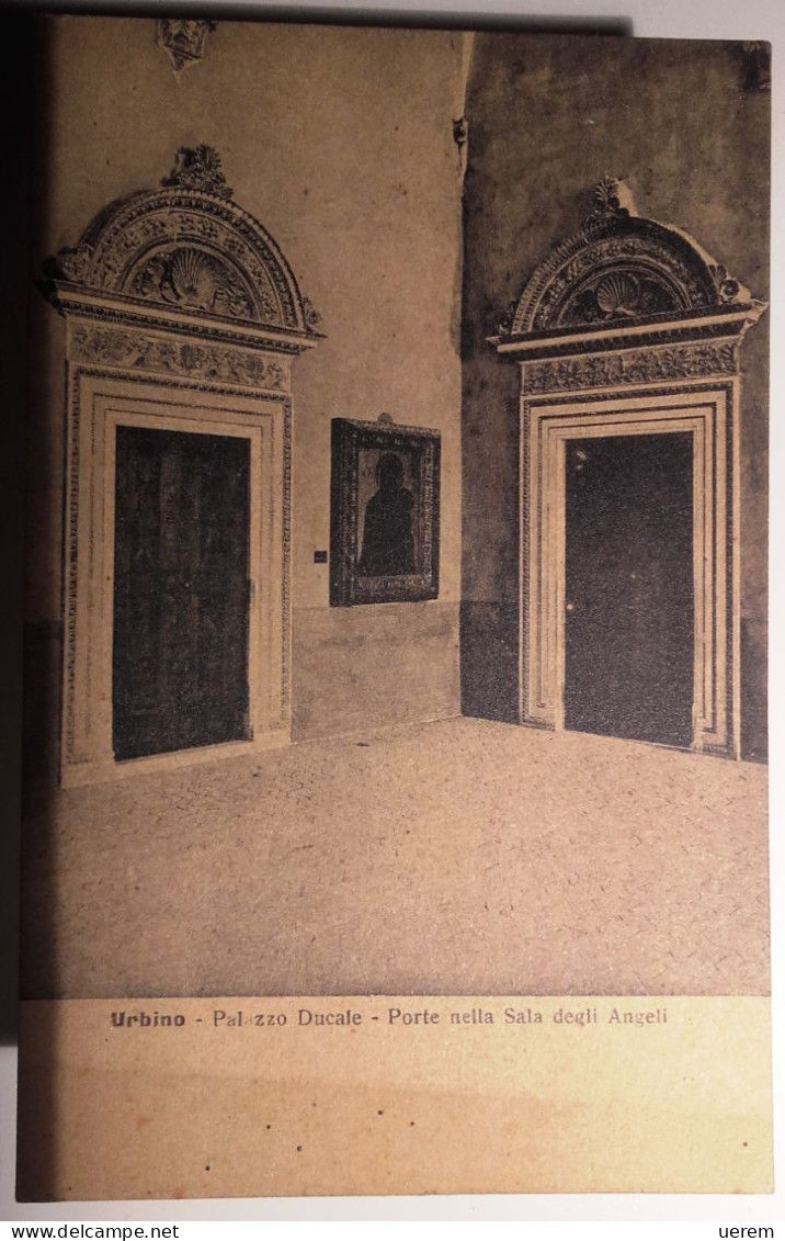 MARCHE PESARO URBINO PALAZZO DUCALE PORTE NELLA SALA DEGLI ANGELI  Formato Piccolo Non Viaggiata Anni 30/40 Tracce D'uso - Urbino