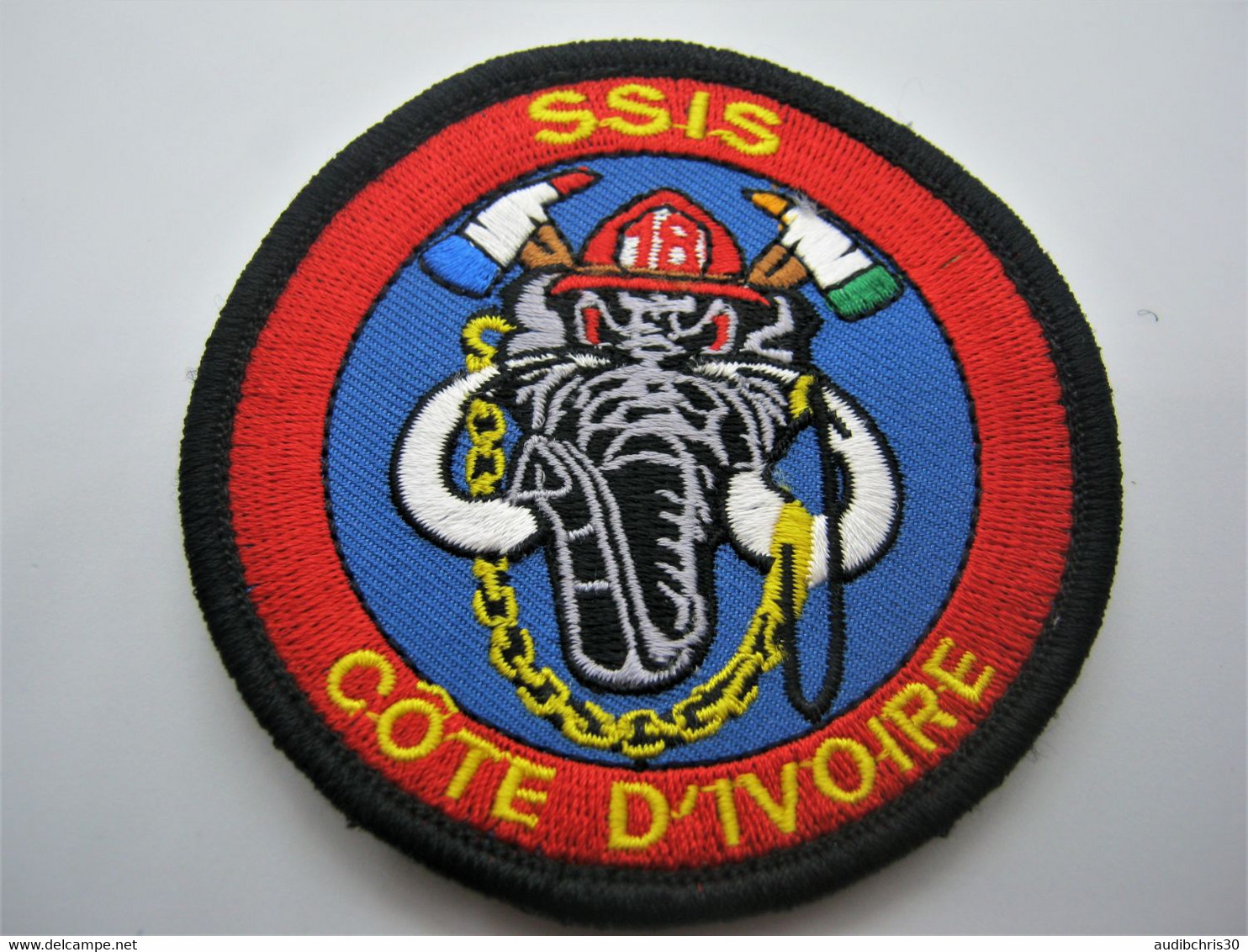 ECUSSON POMPIER SSIS LES SAPEURS POMPIERS OPEX COTE D'IVOIRE ETAT SUP SCRATCH AU DOS - Brandweer