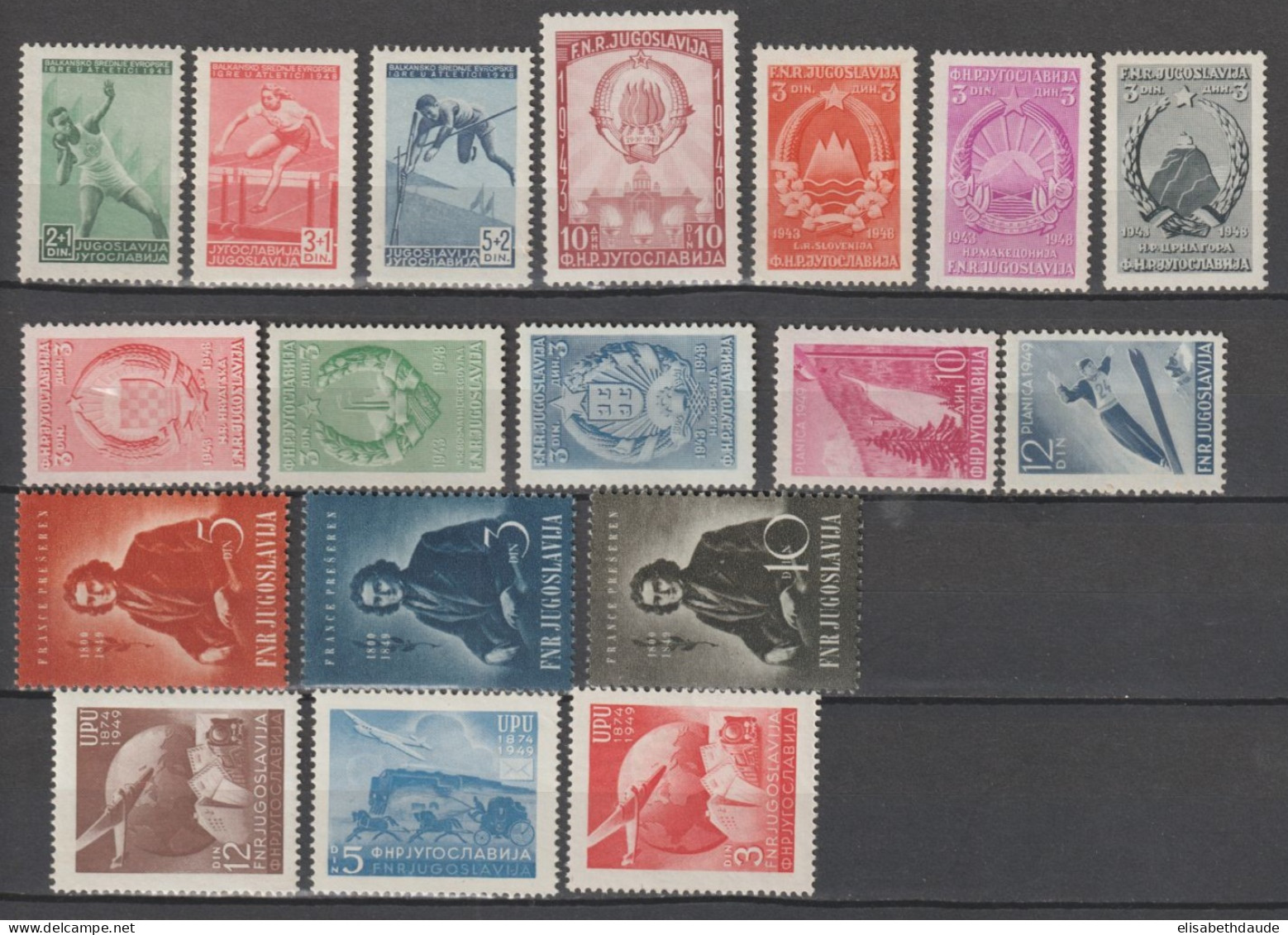 YOUGOSLAVIE - 1945/1949 - SERIES COMPLETES UNIQUEMENT ! * / MLH - COTE = 160 EUR - 2 PAGES - Neufs