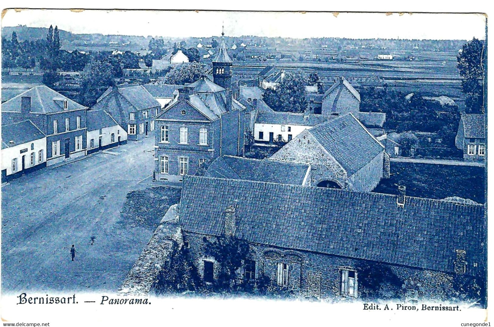 CPA BERNISSART : Panorama - Carte Bleue - Circulée En 1910 Vers St Gilles - TBE - Edit. A. Piron, Bernissart - 2 Scans - Bernissart