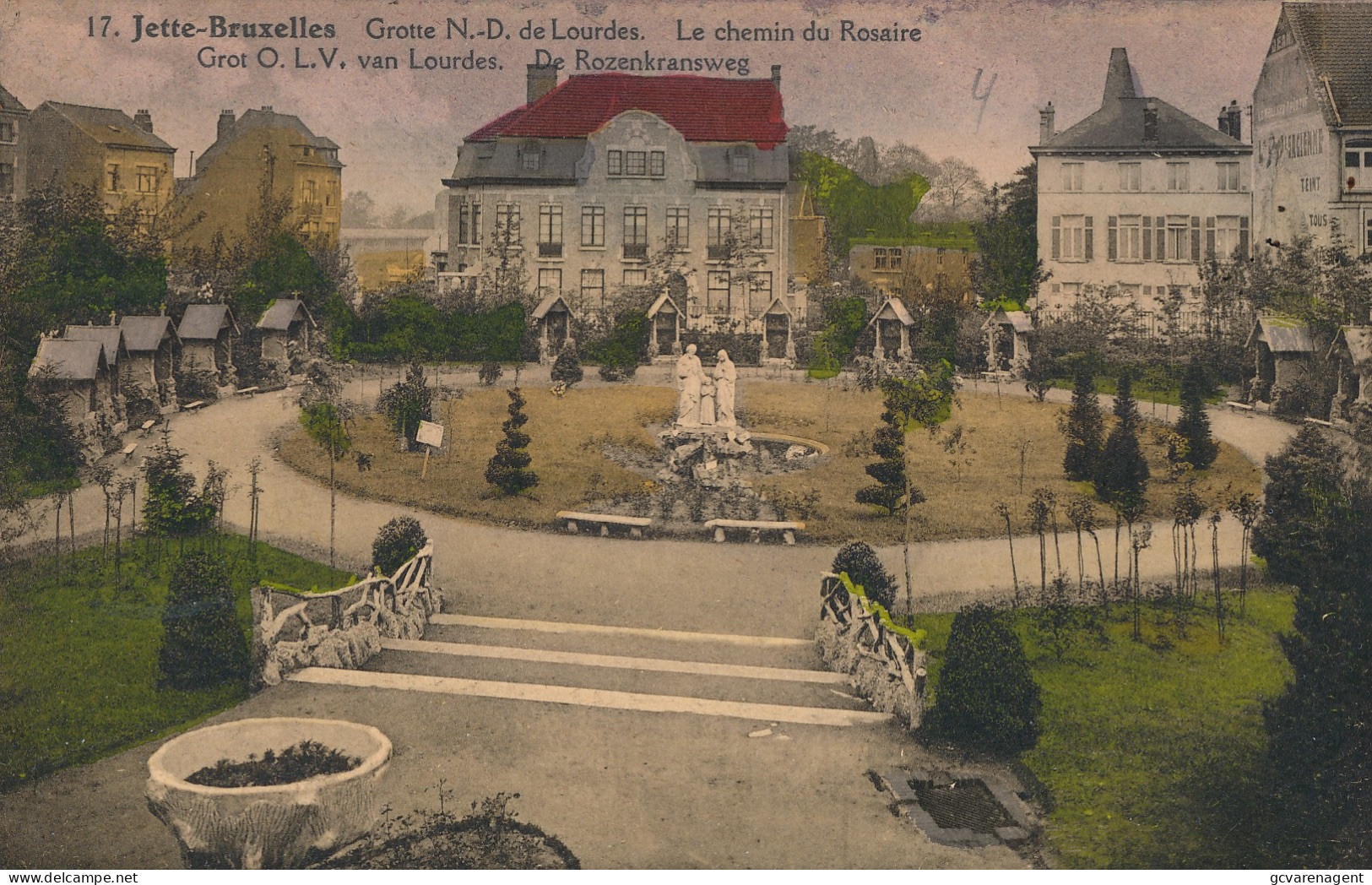 JETTE  GROTTE N.D. DE LOURDES  LE CHEMIN DU ROSAIRE         2 SCANS - Jette