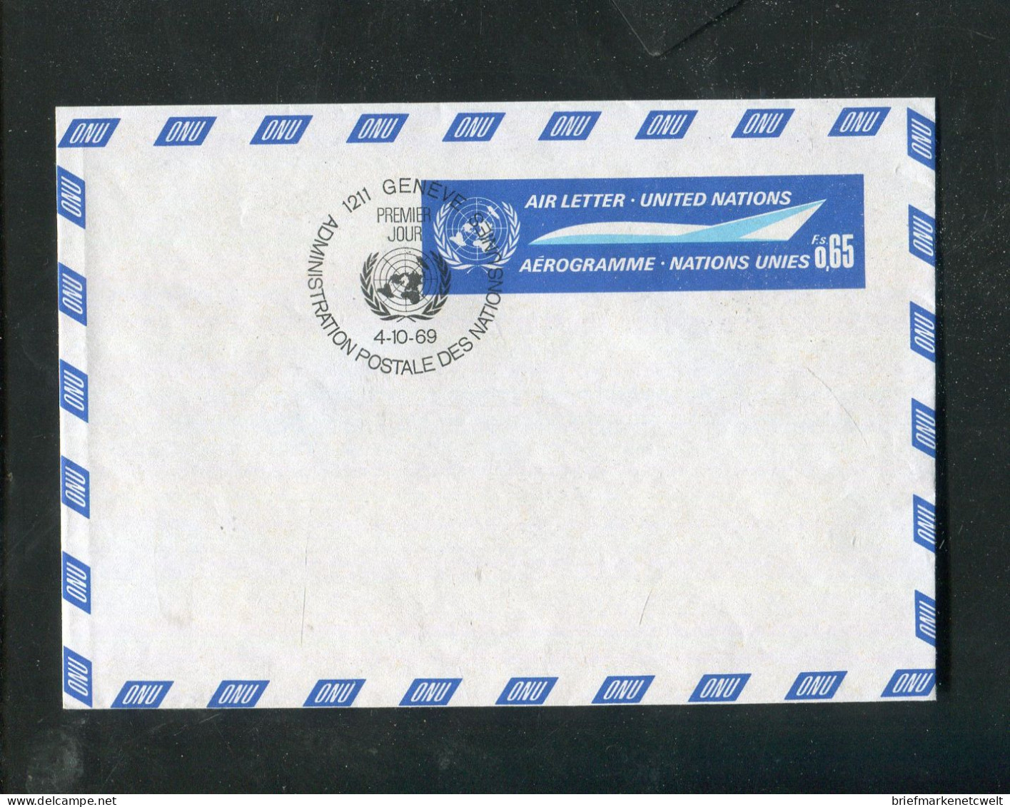 "UNO-GENF" 1969, Luftpostfaltbrief Mi. LF 1 Gestempelt (5345) - Covers & Documents