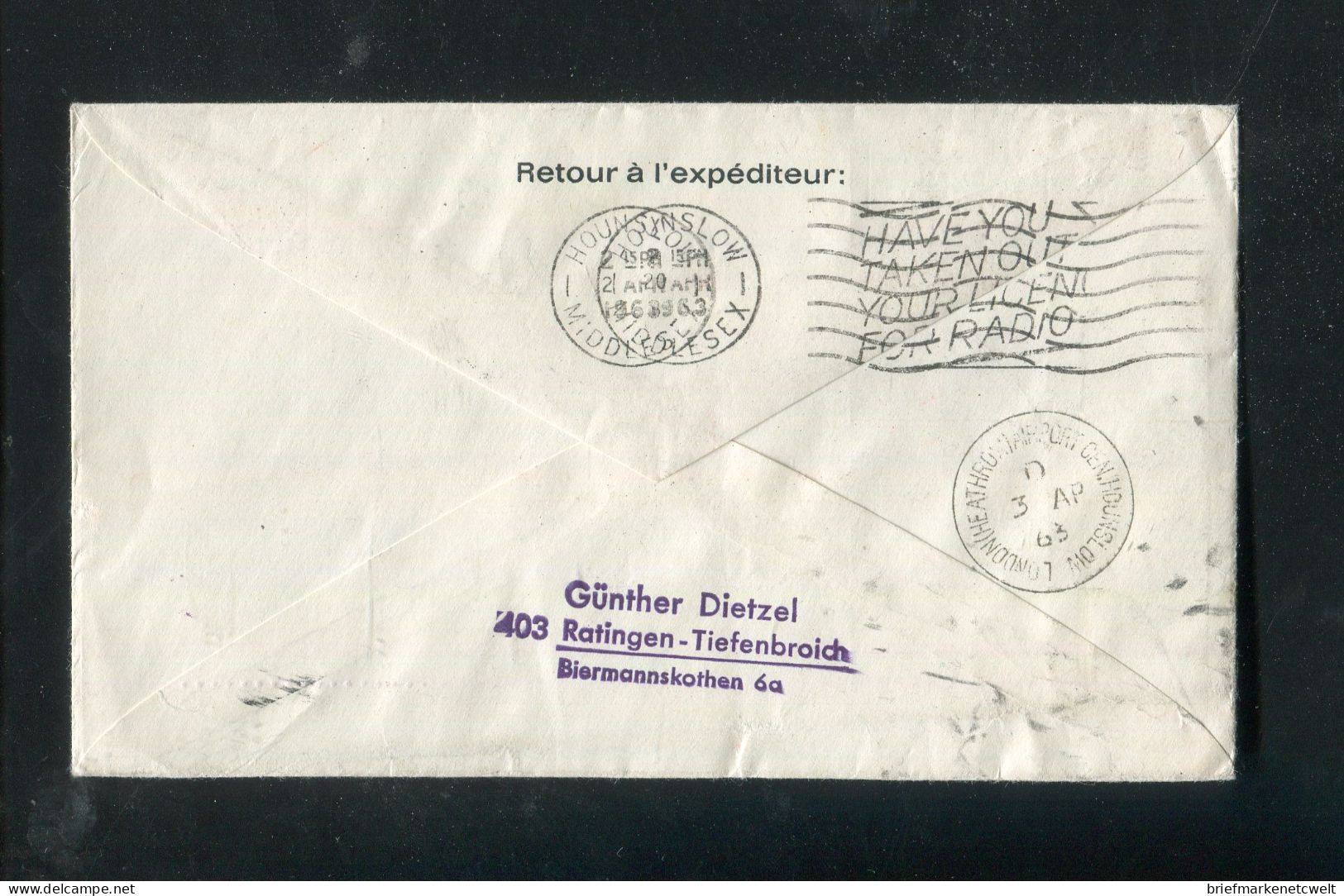 "OESTERREICH" 1963, AUA-Caravelle-Erstflugbrief "Wien-London" (5347) - Erst- U. Sonderflugbriefe