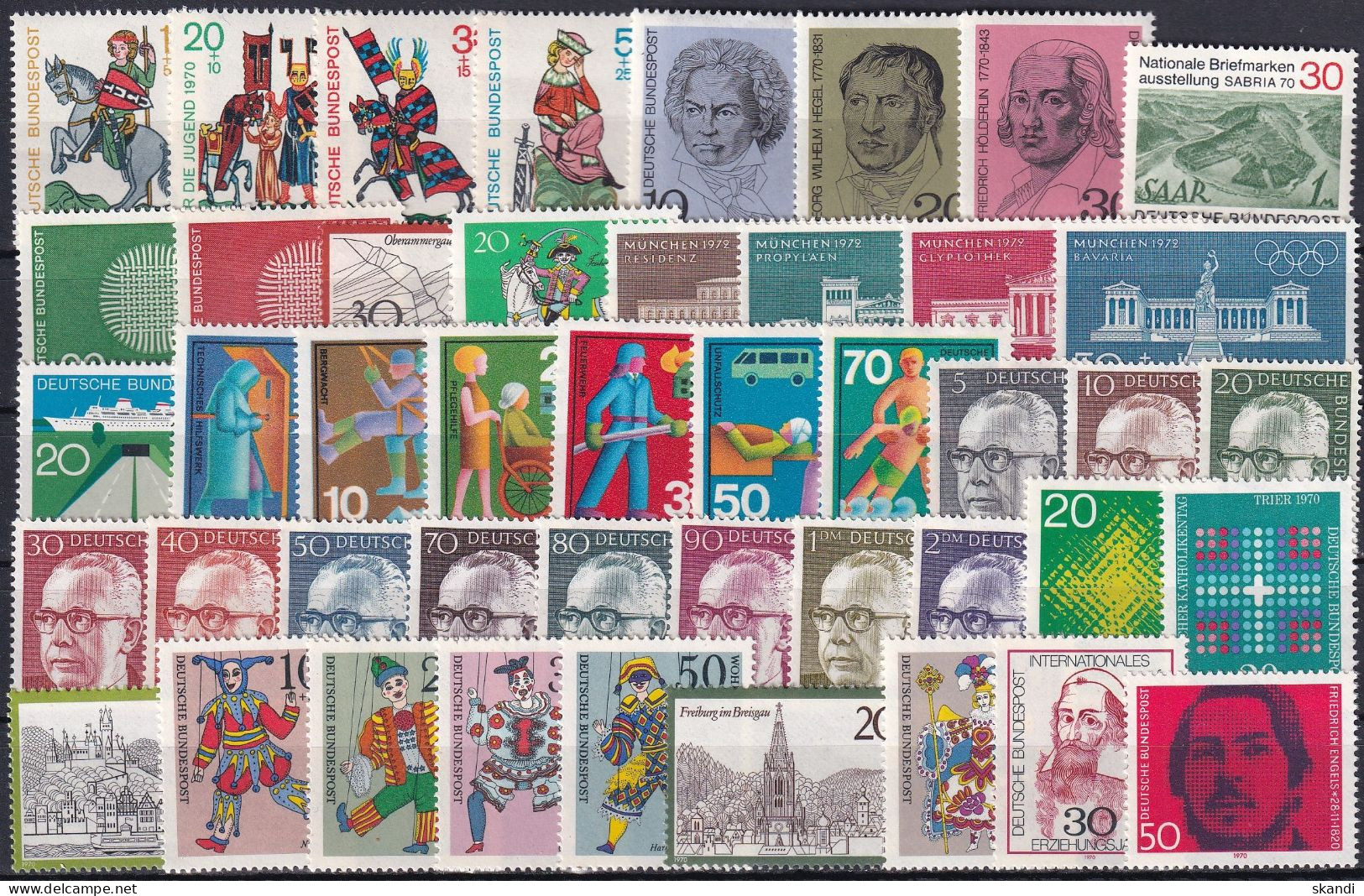 DEUTSCHLAND 1970 Mi-Nr. 612-57 Jahrgang/year Set ** MNH - Jahressammlungen