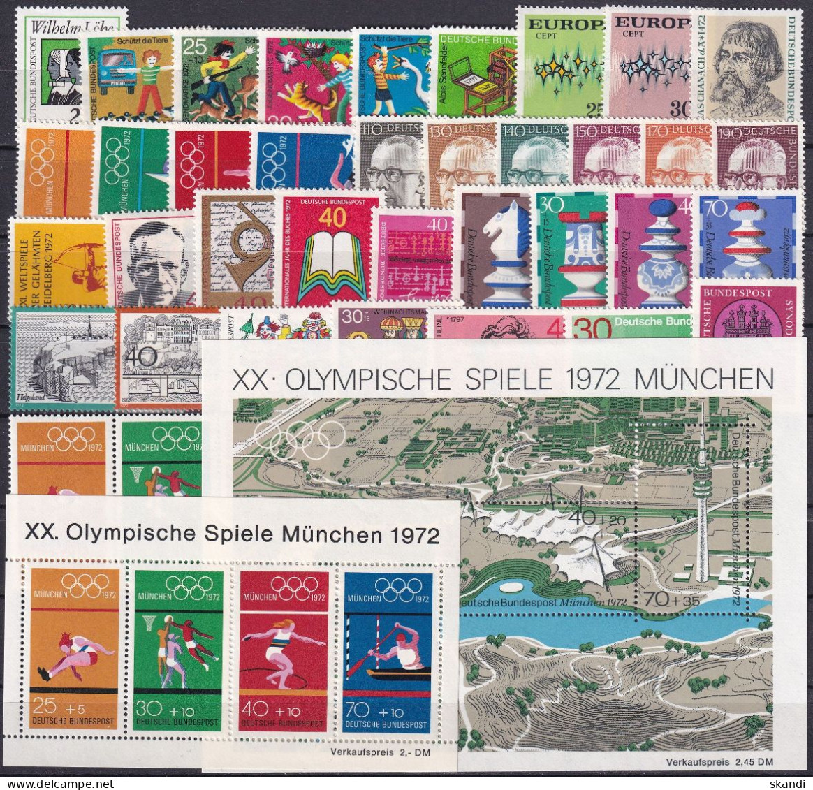 DEUTSCHLAND 1972 Mi-Nr. 710-52 Jahrgang/year Set ** MNH - Jahressammlungen