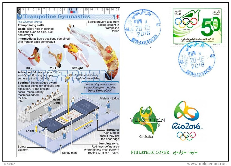 ALGERIA 2016 - Philatelic Cover Olympic Games Rio 2016 Trampoline Trampolin Olympische Spiele Olímpicos Olympics - Eté 2016: Rio De Janeiro