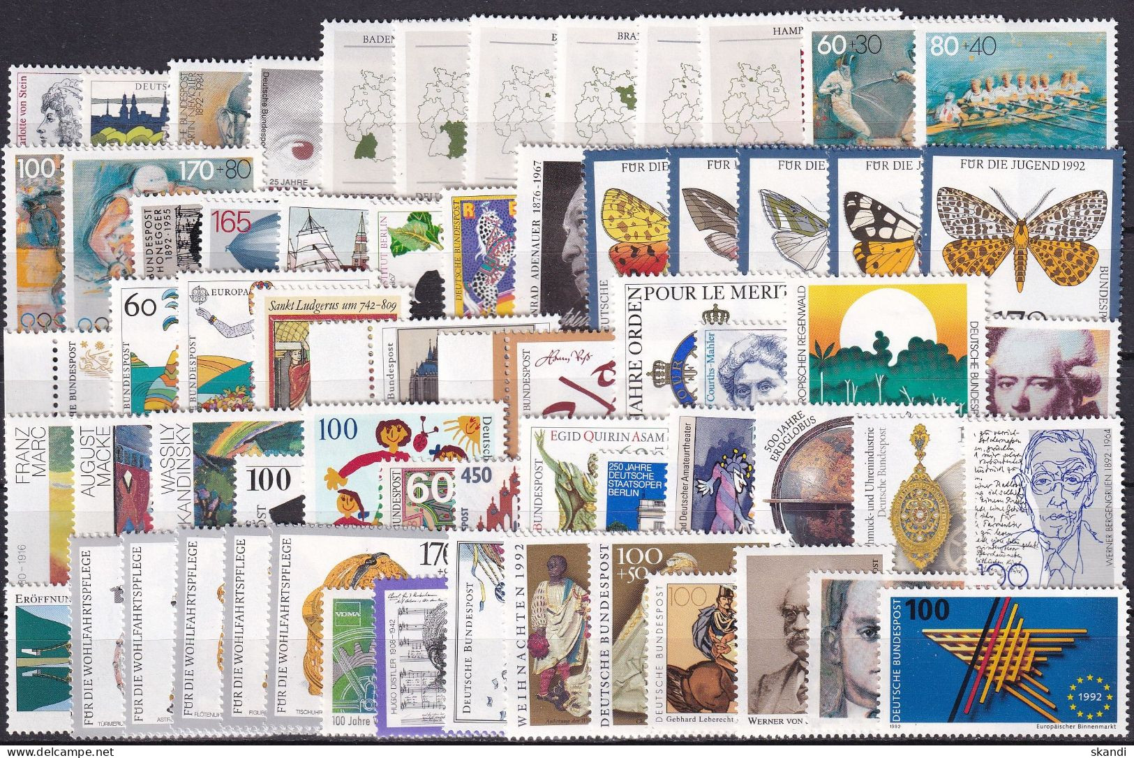 DEUTSCHLAND 1992 Mi-Nr. 1582-44 Jahrgang/year Set ** MNH - Jahressammlungen