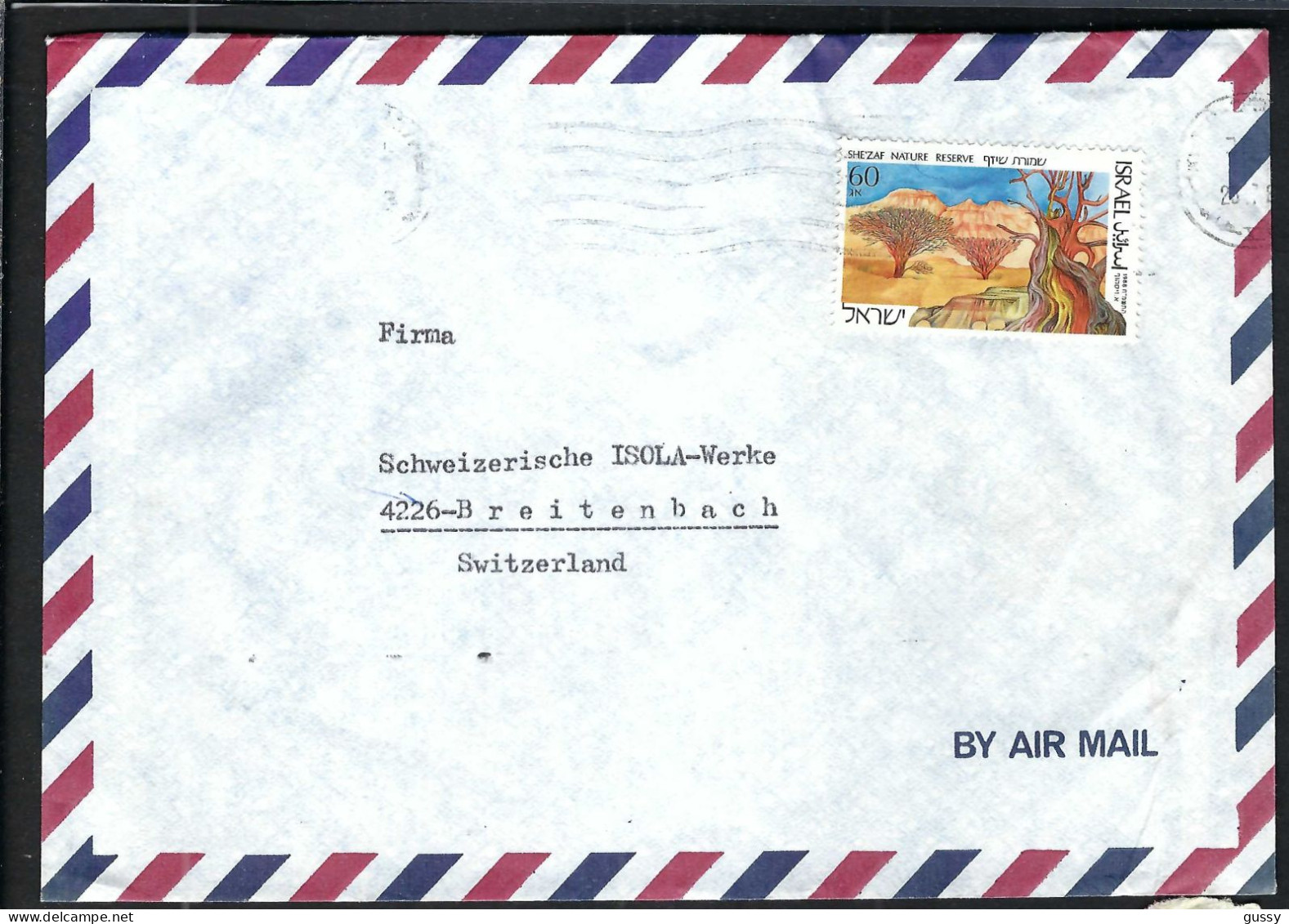 ISRAEL 1988: LSC  Pour BREITENBACH (Suisse) - Lettres & Documents