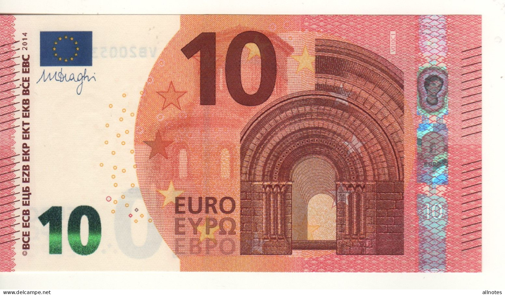 10 EURO  "Spain"   DRAGHI    V 010 C1   VB2005310656  /  FDS - UNC - 10 Euro