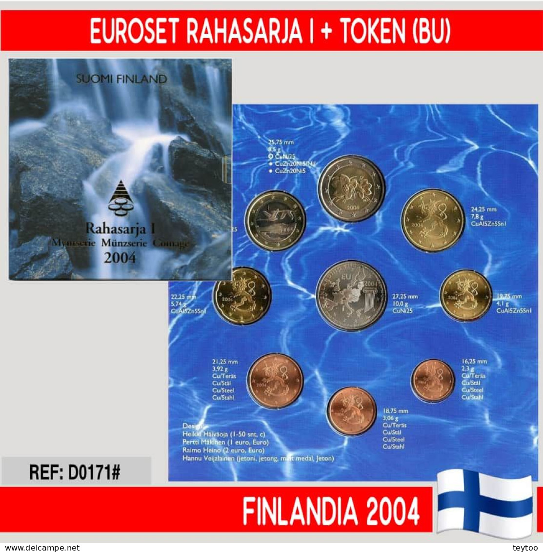 D0171# Finlandia 2004. Euroset. Con Medalla De 'Ampliación De La Eurozona' (BU) - Finlande