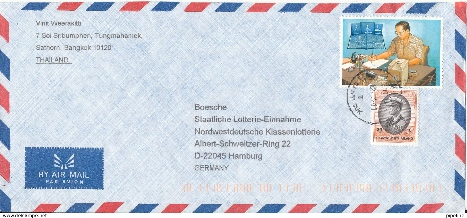 Thailand Air Mail Cover Sent To Germany - Thailand