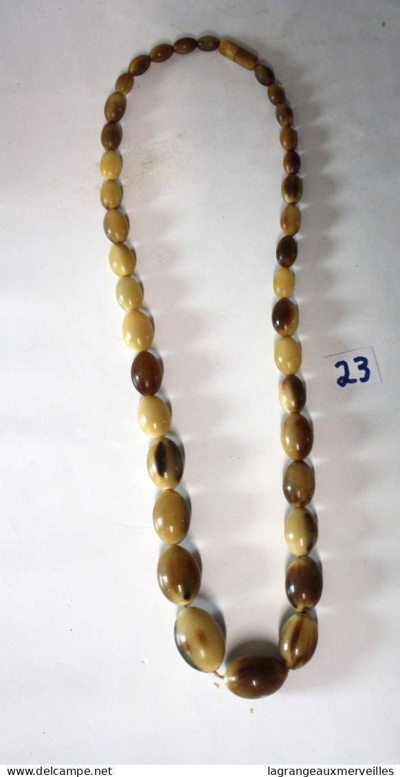 C23 Bijou Ancien - Beau Collier De Perles Brunes Nuancées - Necklaces/Chains