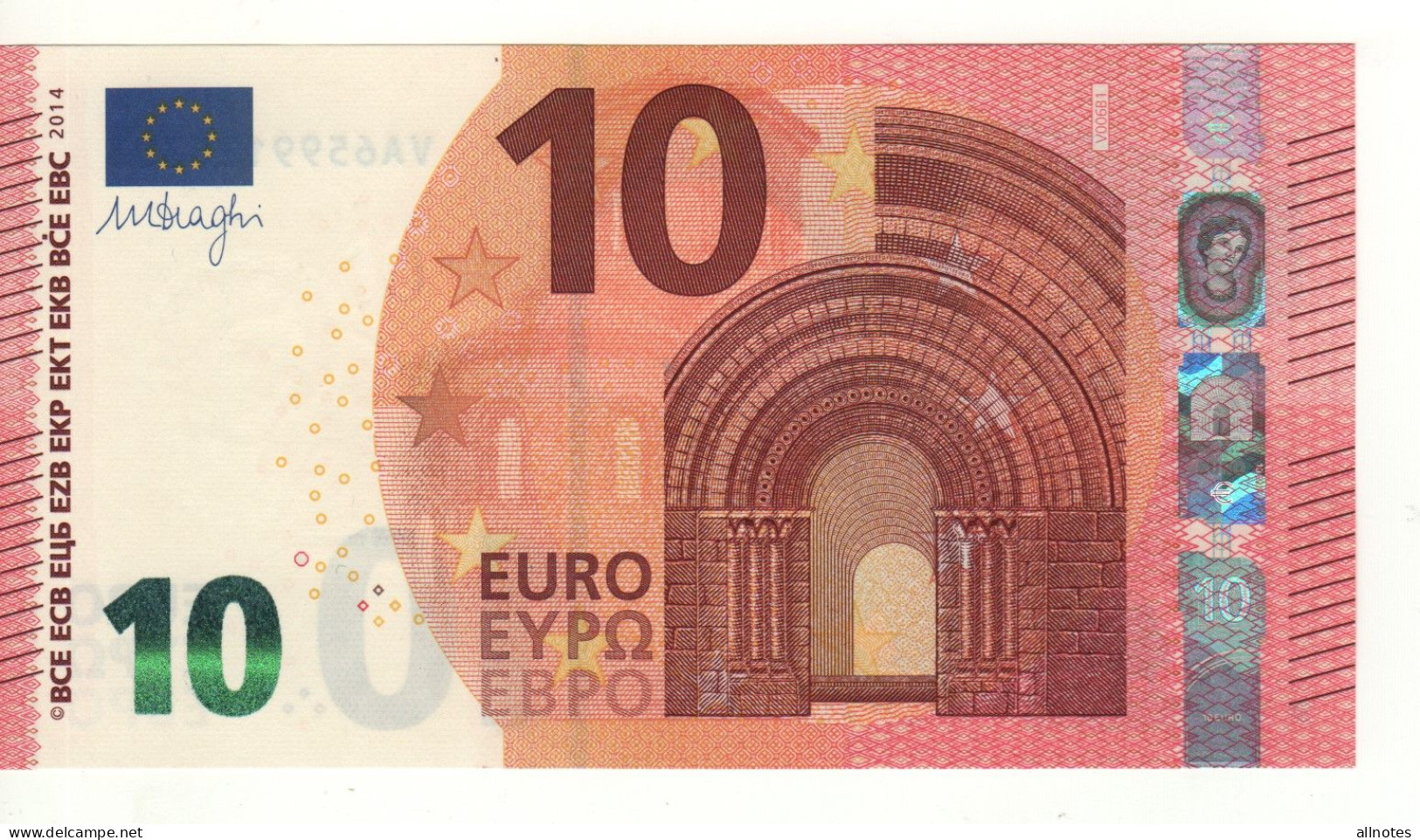 10 EURO  "Spain"   DRAGHI    V 006 B1   VA6599120303  /  FDS - UNC - 10 Euro