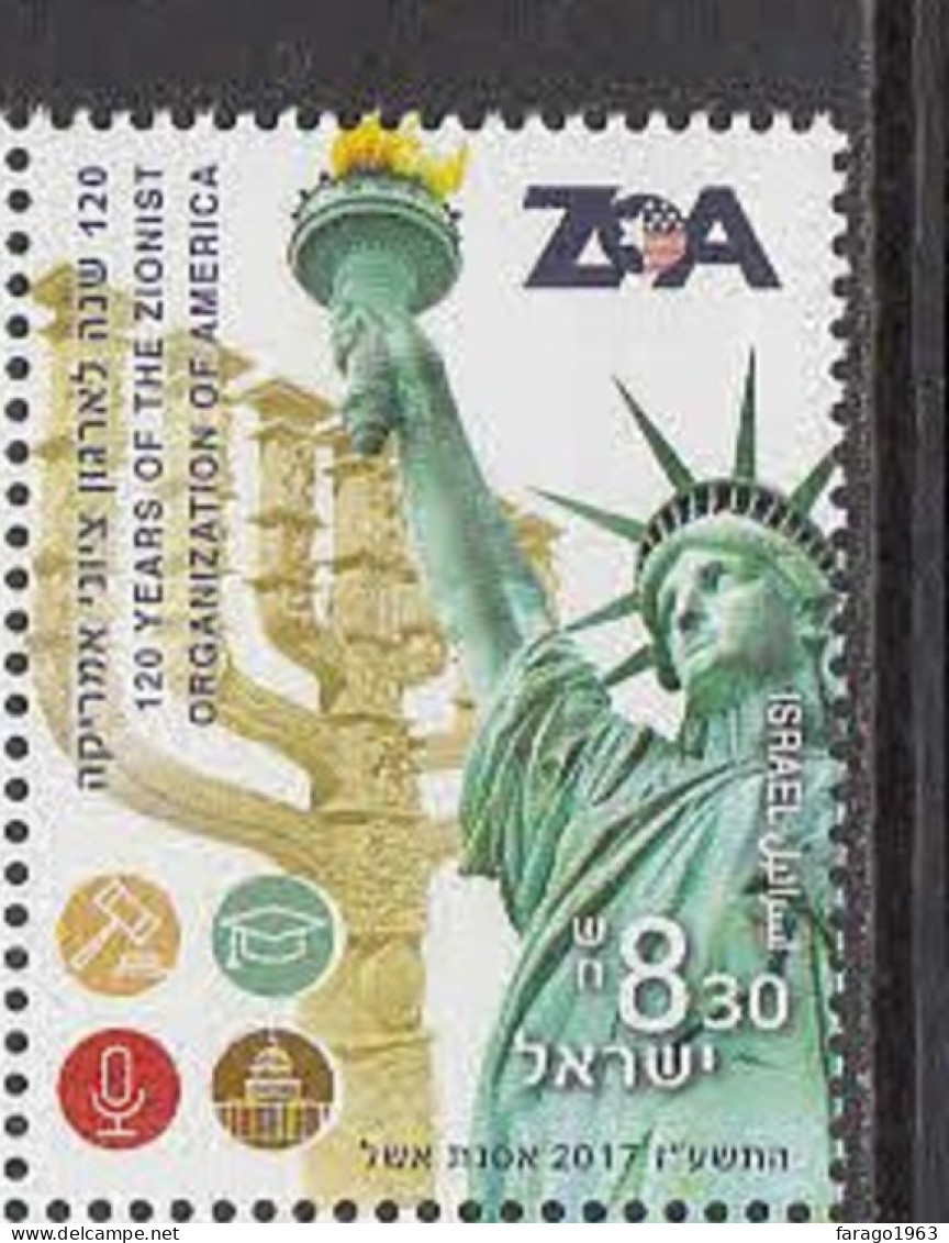 2017 Israel Zionist Organization Of America Statue Of Liberty Complete Set Of 1 MNH @ BELOW FACE VALUE - Usados (sin Tab)
