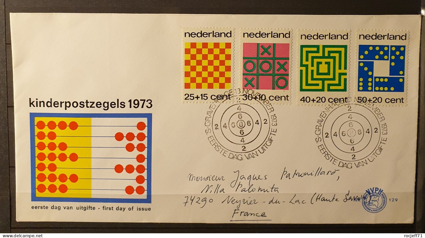 01 - 24 // Holland - Thématique Enfants - Jeux - Lettre FDC à Destination De La France - Kinderpostzegel 1973 - Storia Postale