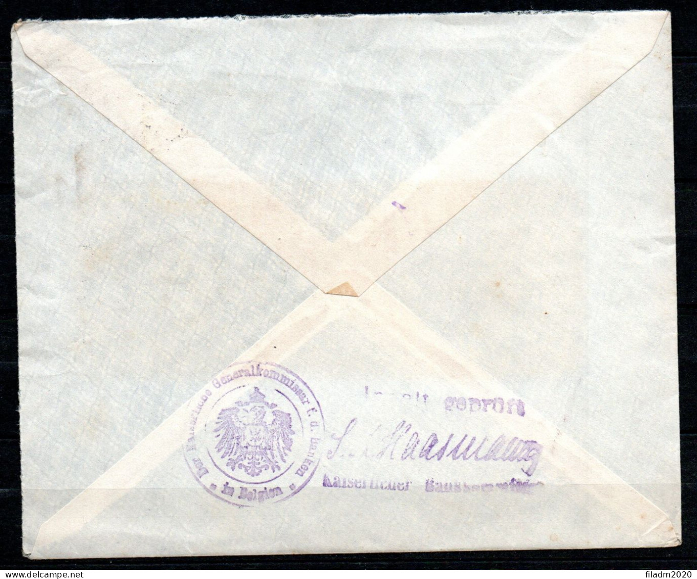 BZ/OC 19 Op Aangetekende Brief Gestempeld - Perfin B B E (Banque Belge Pour L'Etranger) - 1909-34