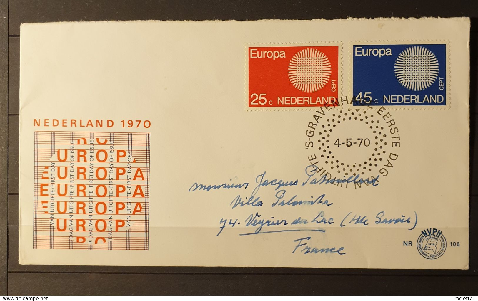 01 - 24 // Holland - Thématique Europa 1970 - Lettre FDC à Destination De La France - - Storia Postale