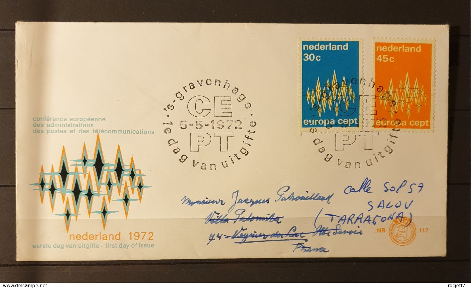 01 - 24 // Holland - Thématique Europa 1972 - Lettre FDC à Destination De La France - - Storia Postale