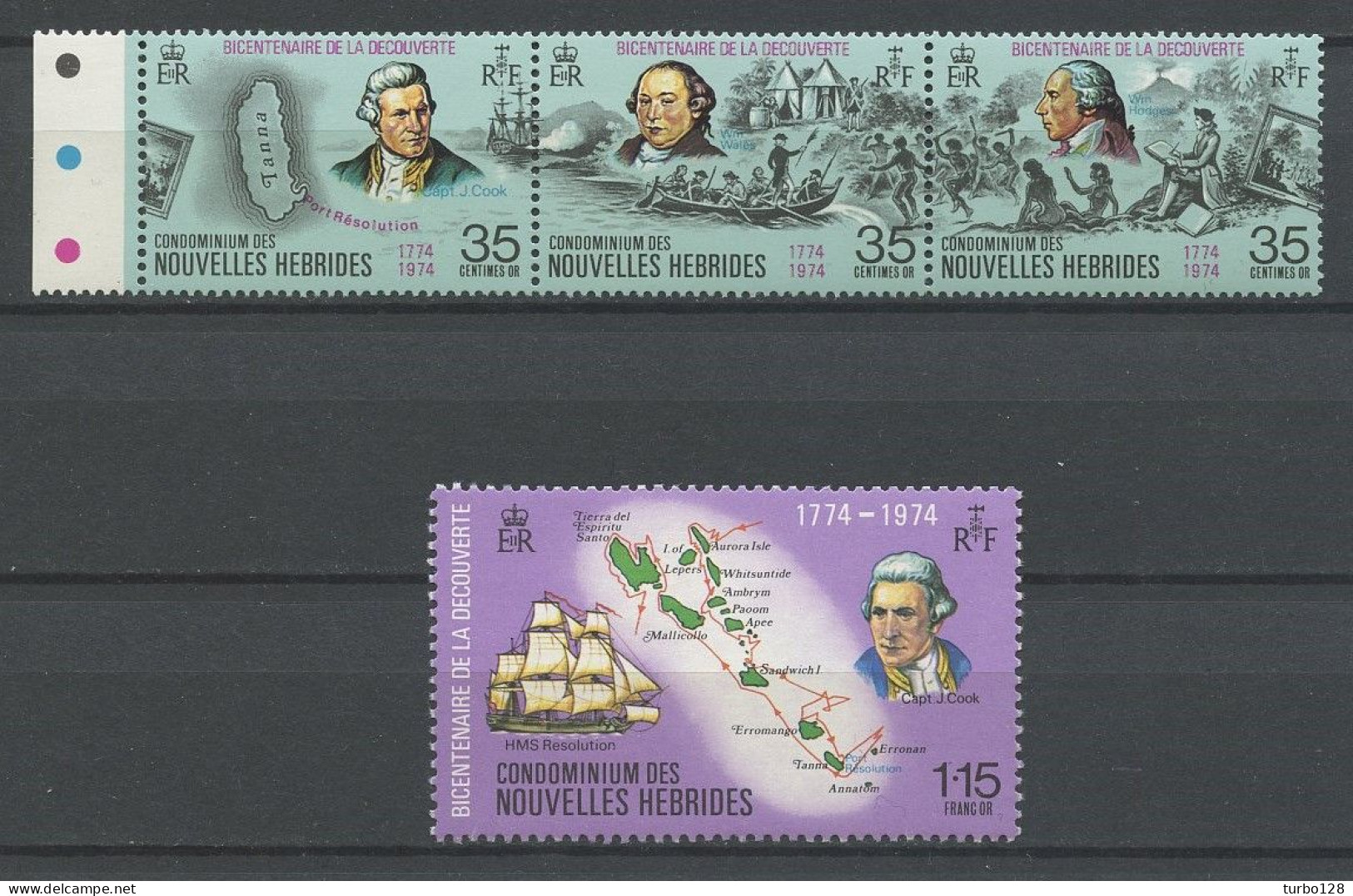 Nlle HEBRIDES 1974 N° 394/397 ** Neufs MNH Superbes C 23 €  Iles Bateaux Voiliers Boats Ships Sealboats COOK - Ongebruikt