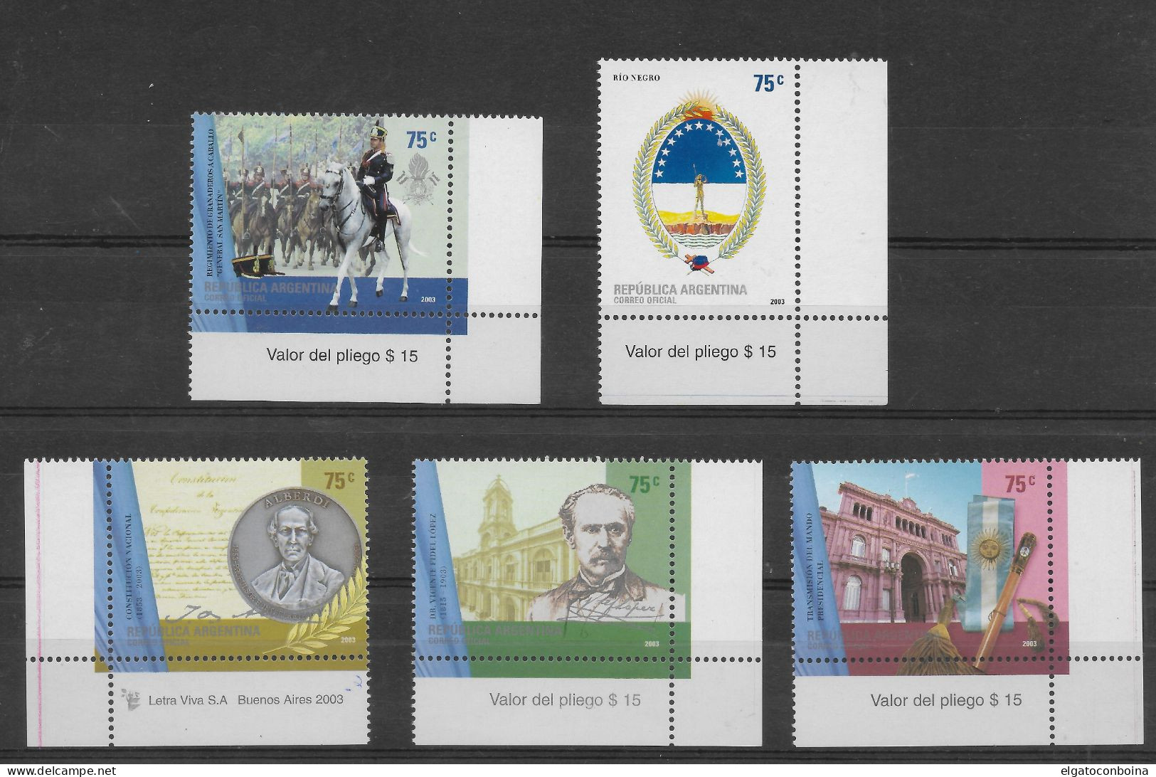 ARGENTINA 2003 CONMEMORATIONS HISTORICAL EVENTS AND FIGURES COAT HORSES MNH - Unused Stamps