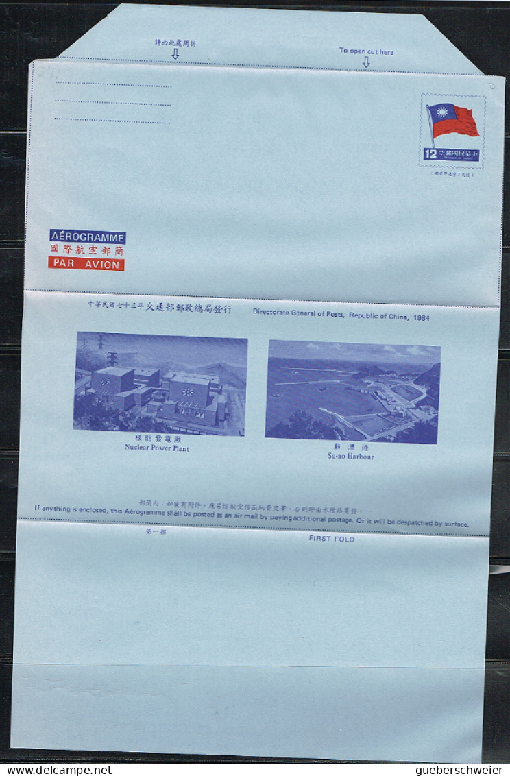 EN-L17a - CHINE Aérogramme Illustré Centrale Nucléaire Et Port De Su-ao Harbour Neuf 1984 - Aerogrammi